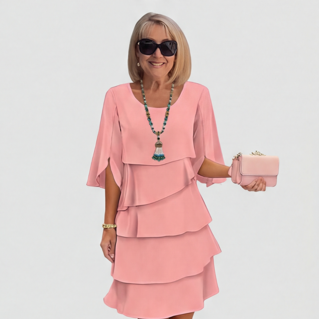 Layered Ruffle Dress With Flattering Flowing Fit for Women
