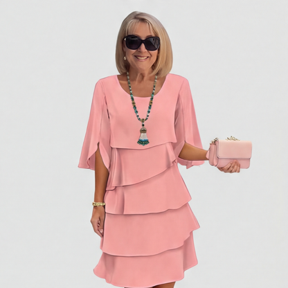 Layered Ruffle Dress With Flattering Flowing Fit for Women