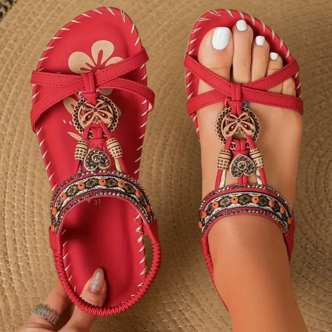 Women’s Comfort Toe Loop Sandals with Stretch Strap and Cushioned Sole