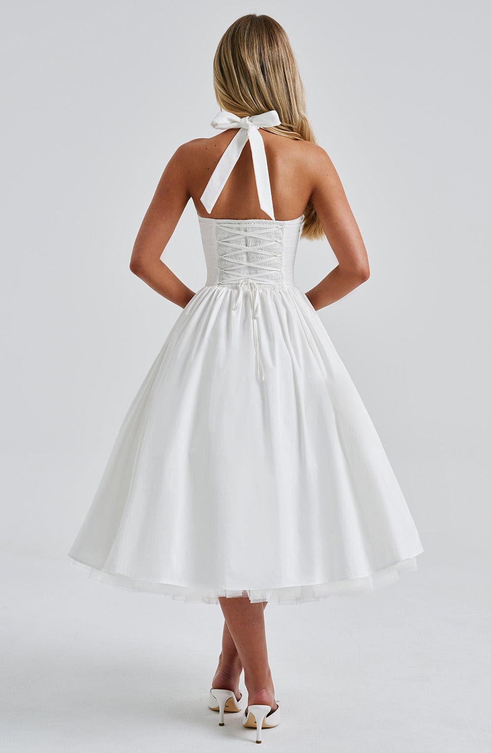 Whitlea | Timeless Halter Midi Wedding Guest Dress for Special Events