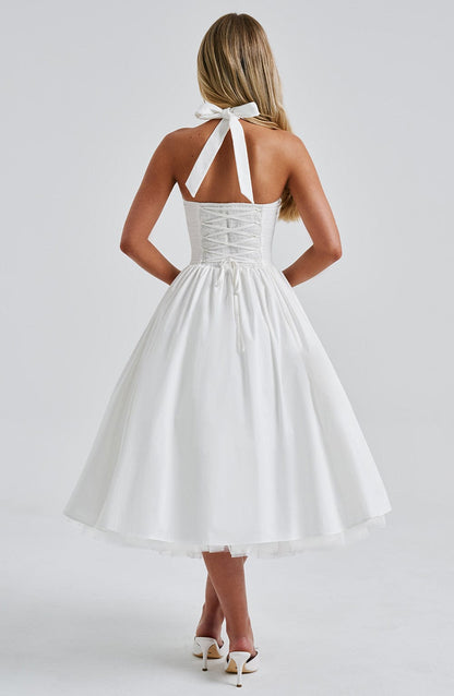 Whitlea | Timeless Halter Midi Wedding Guest Dress for Special Events