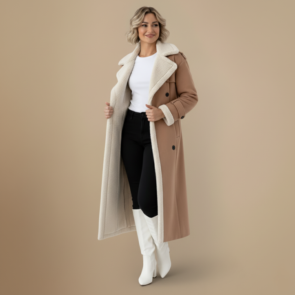 Teddy Step Wintermantel Damen Warm Lang