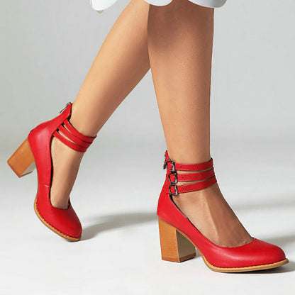 Women’s Block Heel Sandals with Ankle Strap and Minimal Design