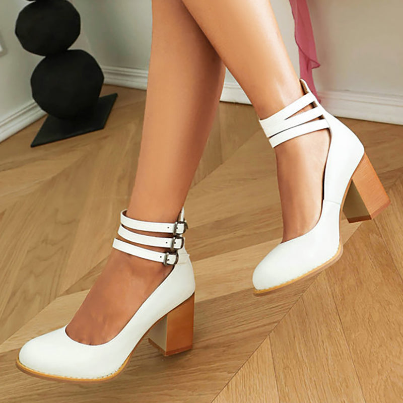 Women’s Block Heel Sandals with Ankle Strap and Minimal Design