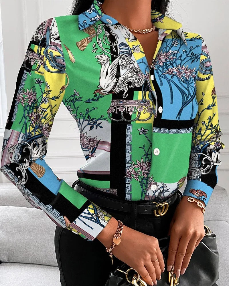 Retro-Inspired Blouse with Classic Elegance for Women