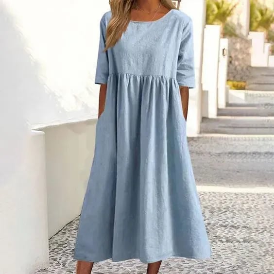 Elegant Lightweight Button Pocket Dress for Women