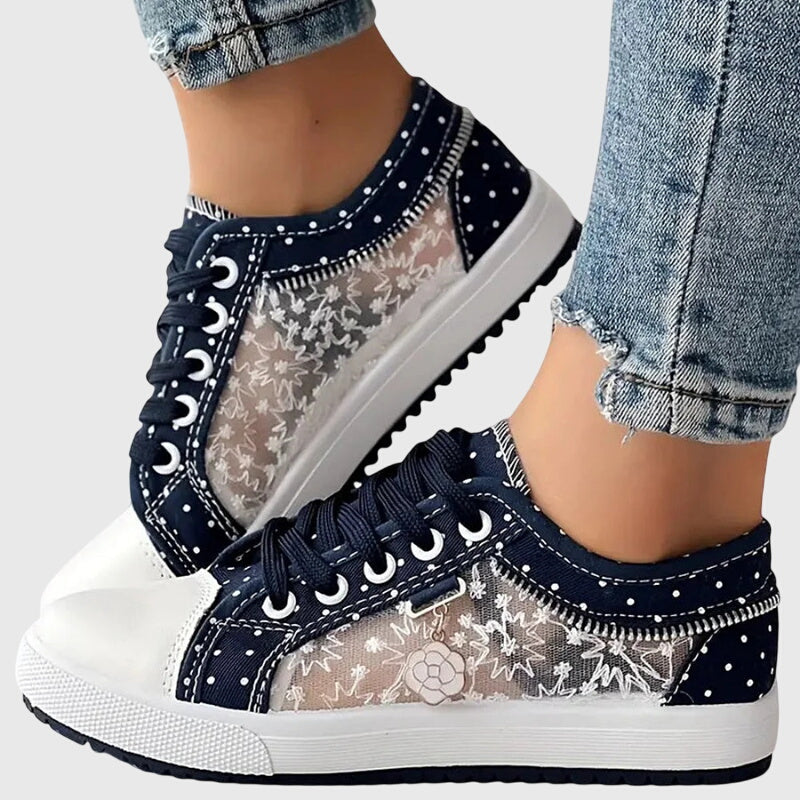 Women’s Orthopedic Lace-Up Sneakers with Arch Support and Cushioned Sole