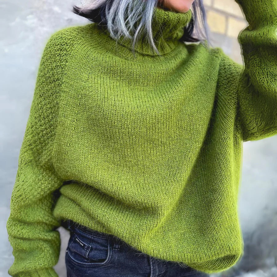 Cozy Oversized Turtleneck Knit Sweater for Women