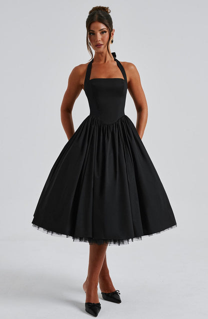 Whitlea | Timeless Halter Midi Wedding Guest Dress for Special Events