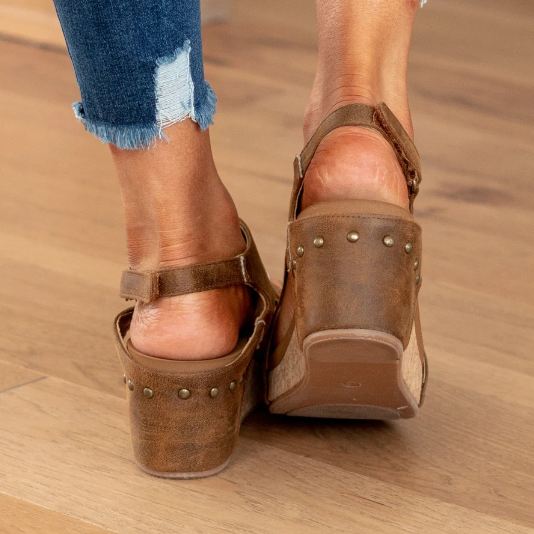 Women's Suede Wedge Sandals with Adjustable Straps and Cushioned Insole