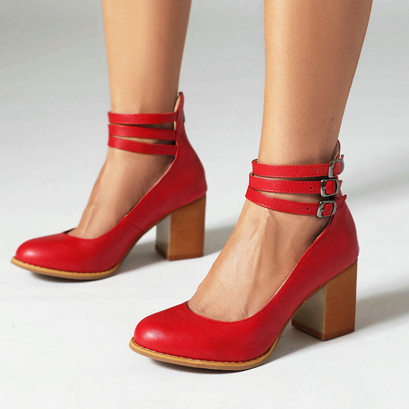 Women’s Block Heel Sandals with Ankle Strap and Minimal Design