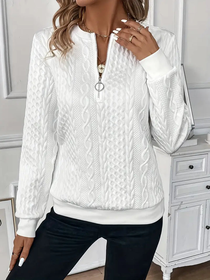 Elegant Zip Neck Knit Sweater for Women
