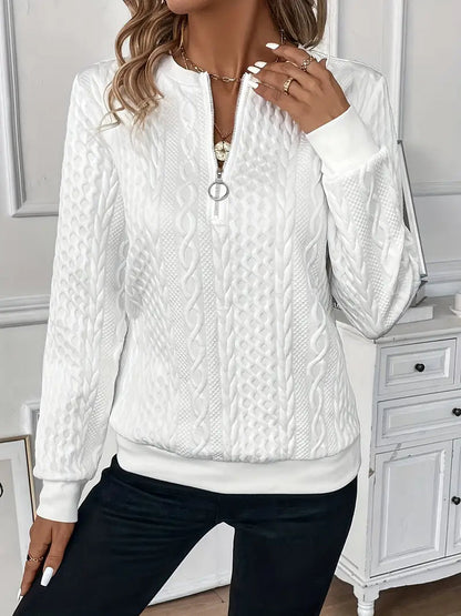 Elegant Zip Neck Knit Sweater for Women