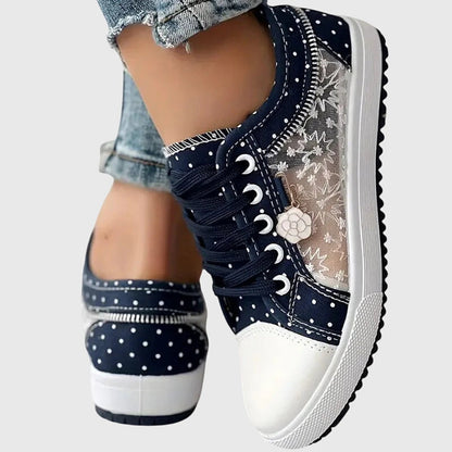 Women’s Orthopedic Lace-Up Sneakers with Arch Support and Cushioned Sole