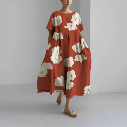 Women’s Floral Relaxed Fit Oversized Print Casual Midi Dress