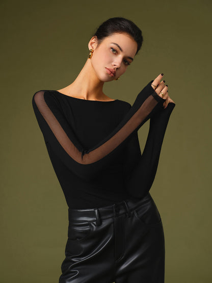 Florence | Women’s Spring Stylish Mesh Sleeve T-Shirt