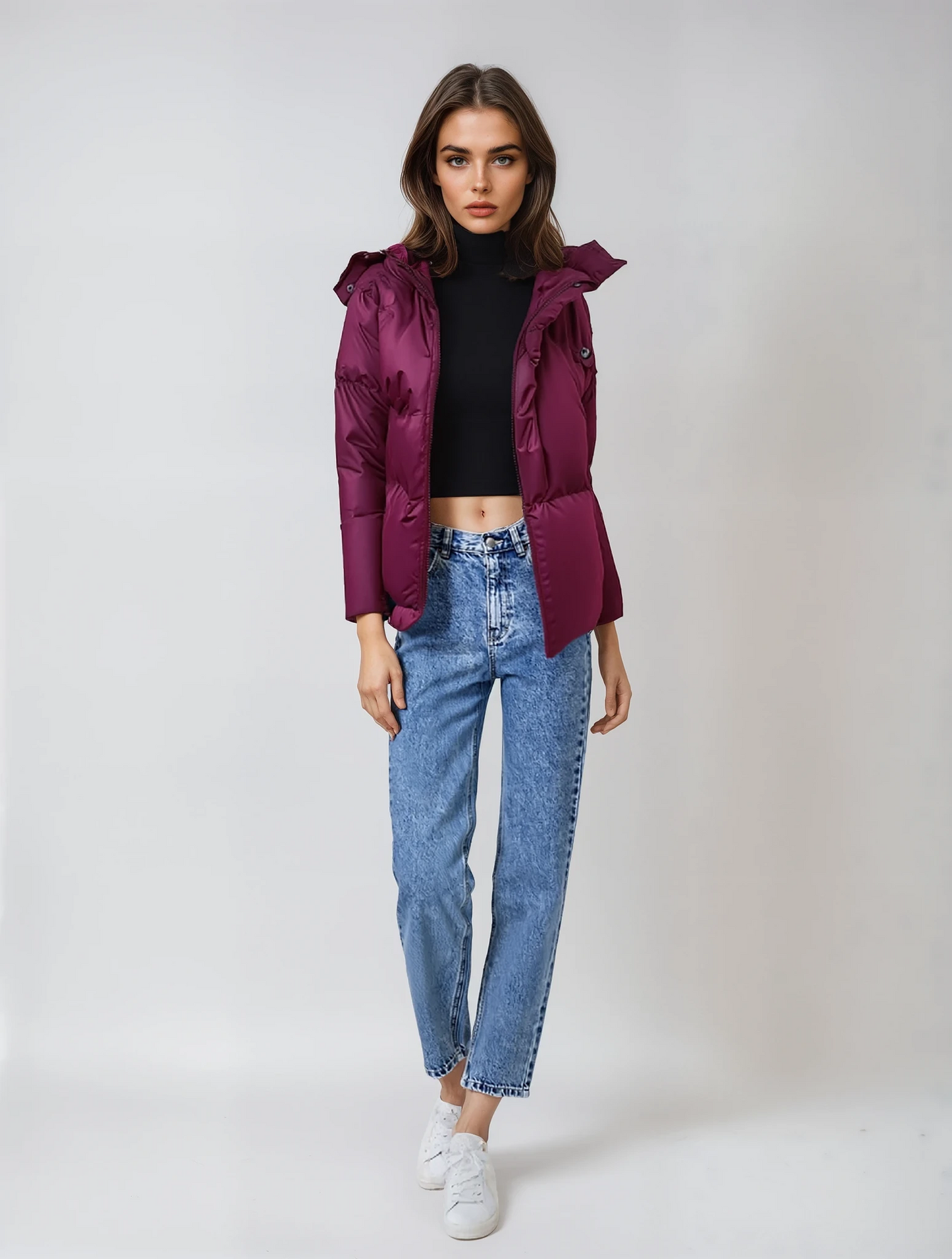 Übergroße Steppjacke Freizeit Streetwear Damen