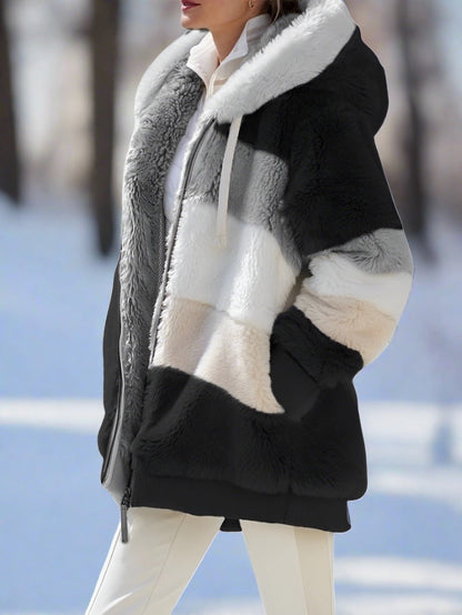 Kunstfelljacke mit Kapuze Warm für Winter Damen