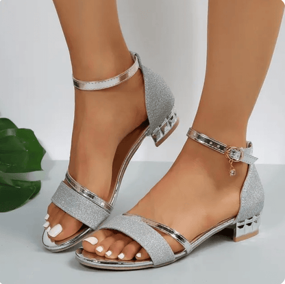 Women’s Orthopedic Heeled Sandals with Cushioned Sole and Adjustable Strap