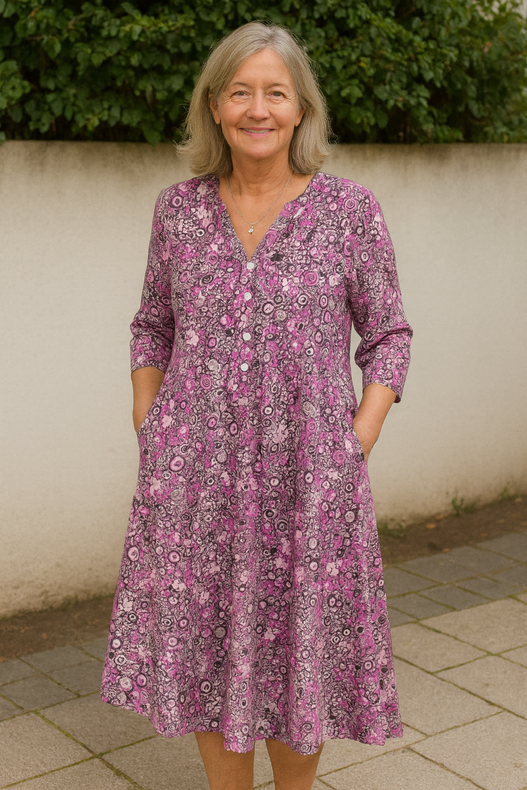 Women’s Floral V Neck Relaxed Fit Summer Midi Dress