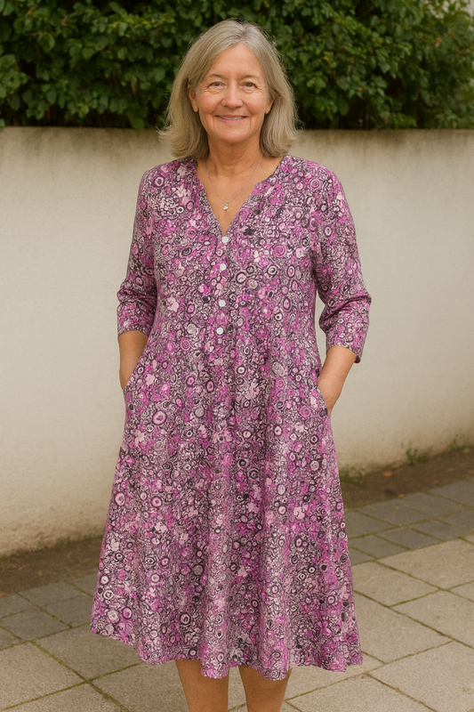 Women’s Floral V Neck Relaxed Fit Summer Midi Dress
