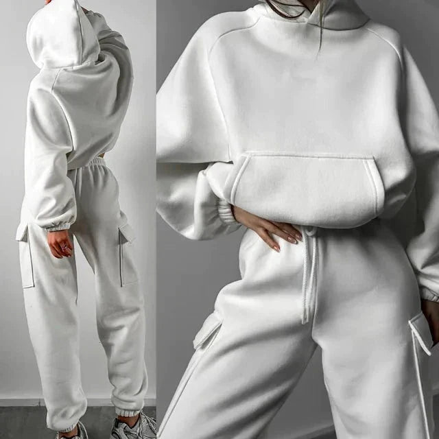 Women's Cargo Hoodie Two Piece Set Relaxed Fit Jogger Pants Outfit