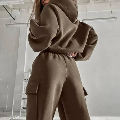 Women's Cargo Hoodie Two Piece Set Relaxed Fit Jogger Pants Outfit