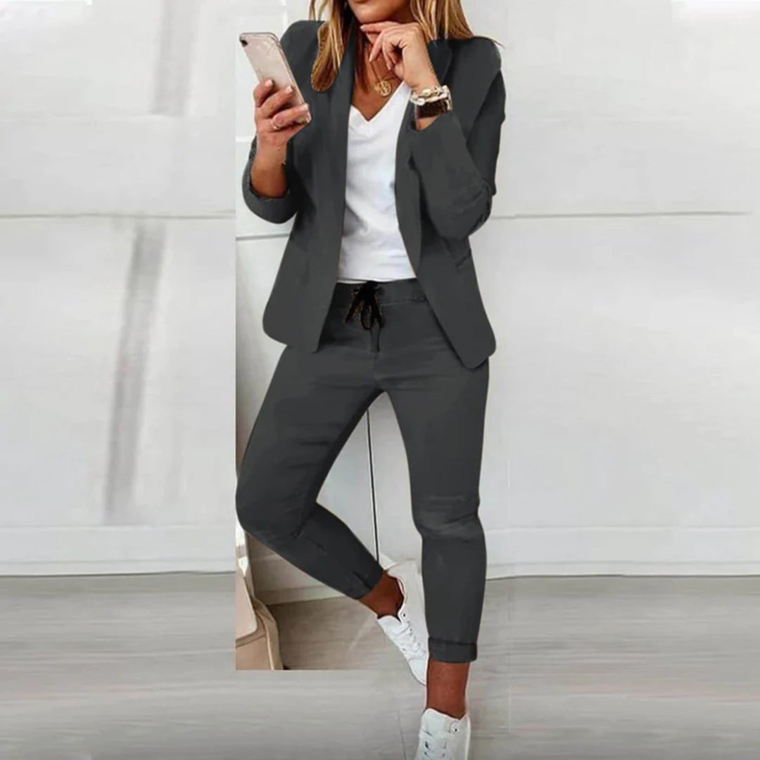 Women's Blazer and Jogger Pants Set Casual Tailored Two Piece Outfit