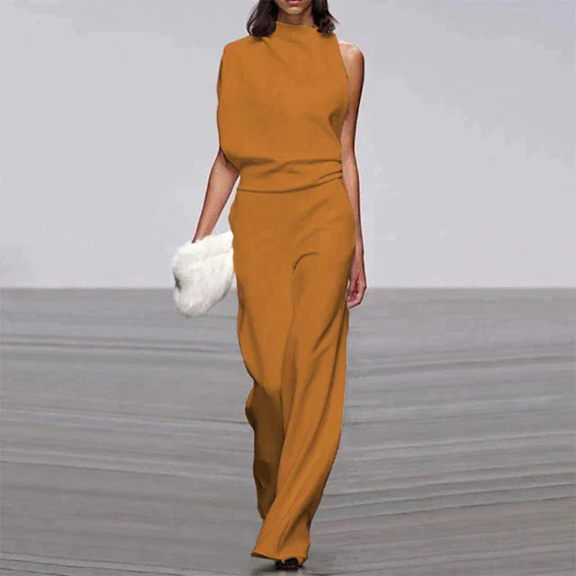 Women's One Shoulder Elegant Jumpsuit – Wide Leg Formal Evening Outfit