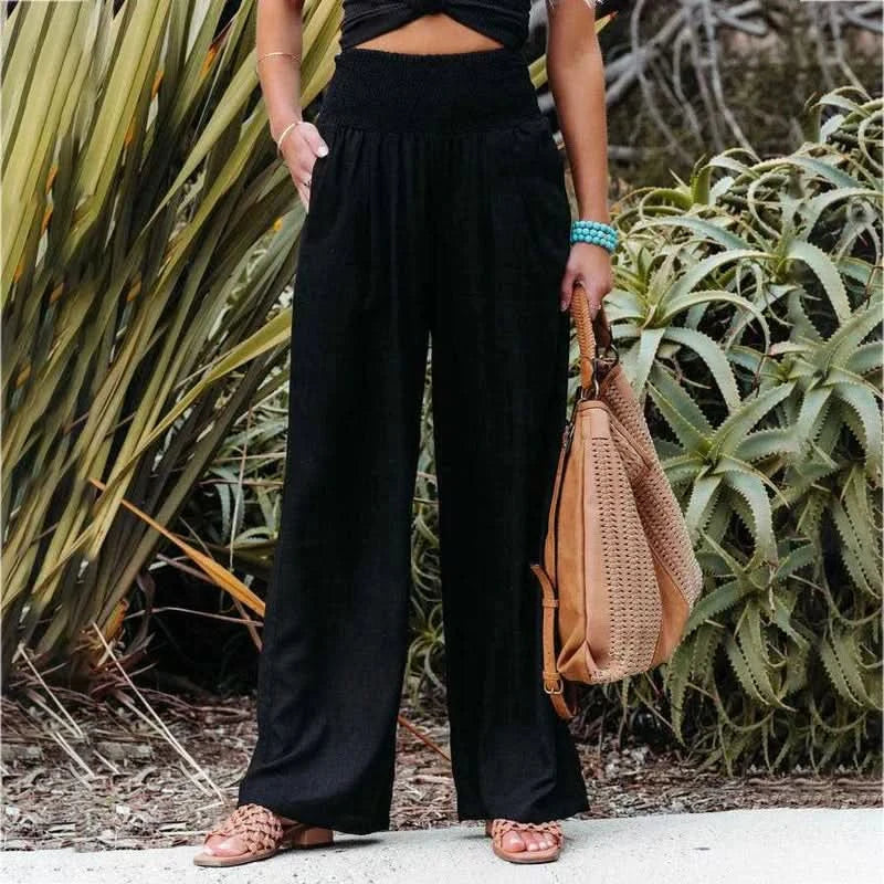 Women’s Relaxed Fit Wide Leg Pants with Elastic Waist