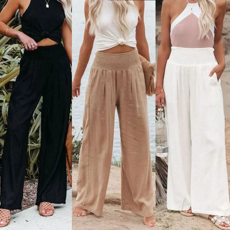 Women’s Relaxed Fit Wide Leg Pants with Elastic Waist