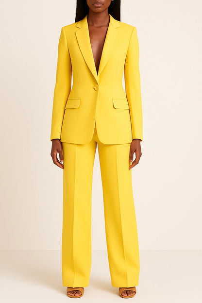 Women's Formal Suit Set with Tailored Blazer and Straight Leg Pants Elegant Fit