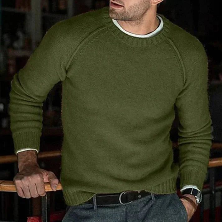 Klassischer Schlichter Rundhals Pullover für Herren Winter