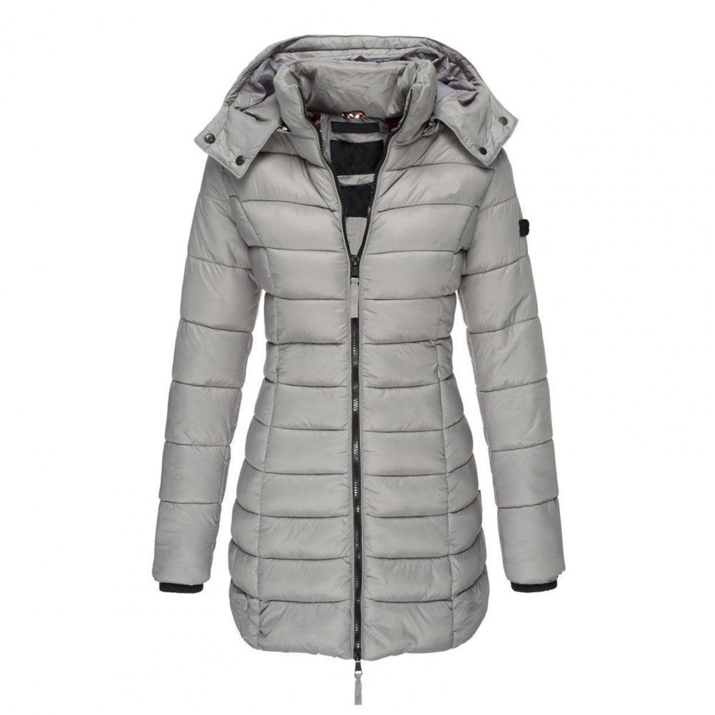 Lange Steppjacke mit Reißverschluss für Winter Damen