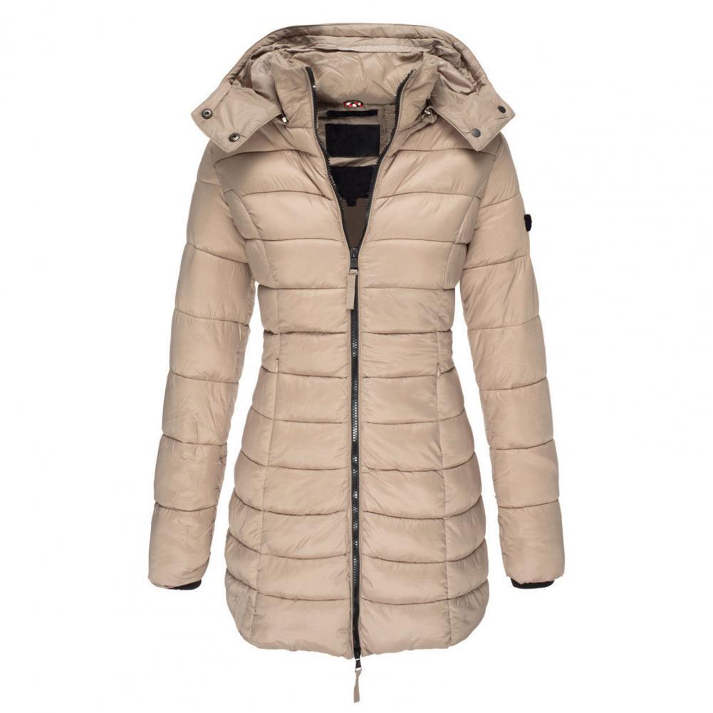 Lange Steppjacke mit Reißverschluss für Winter Damen