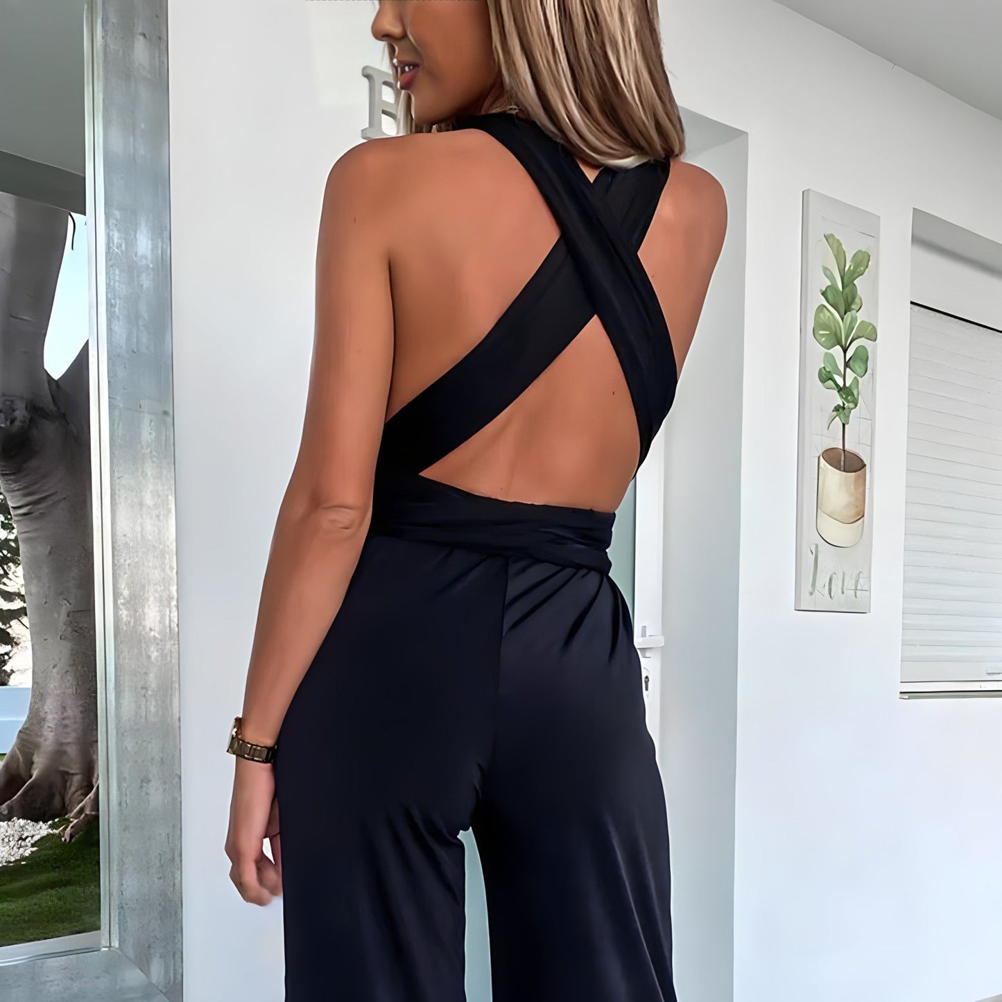 Damen Jumpsuit mit tiefem V-Ausschnitt für den täglichen Gebrauch