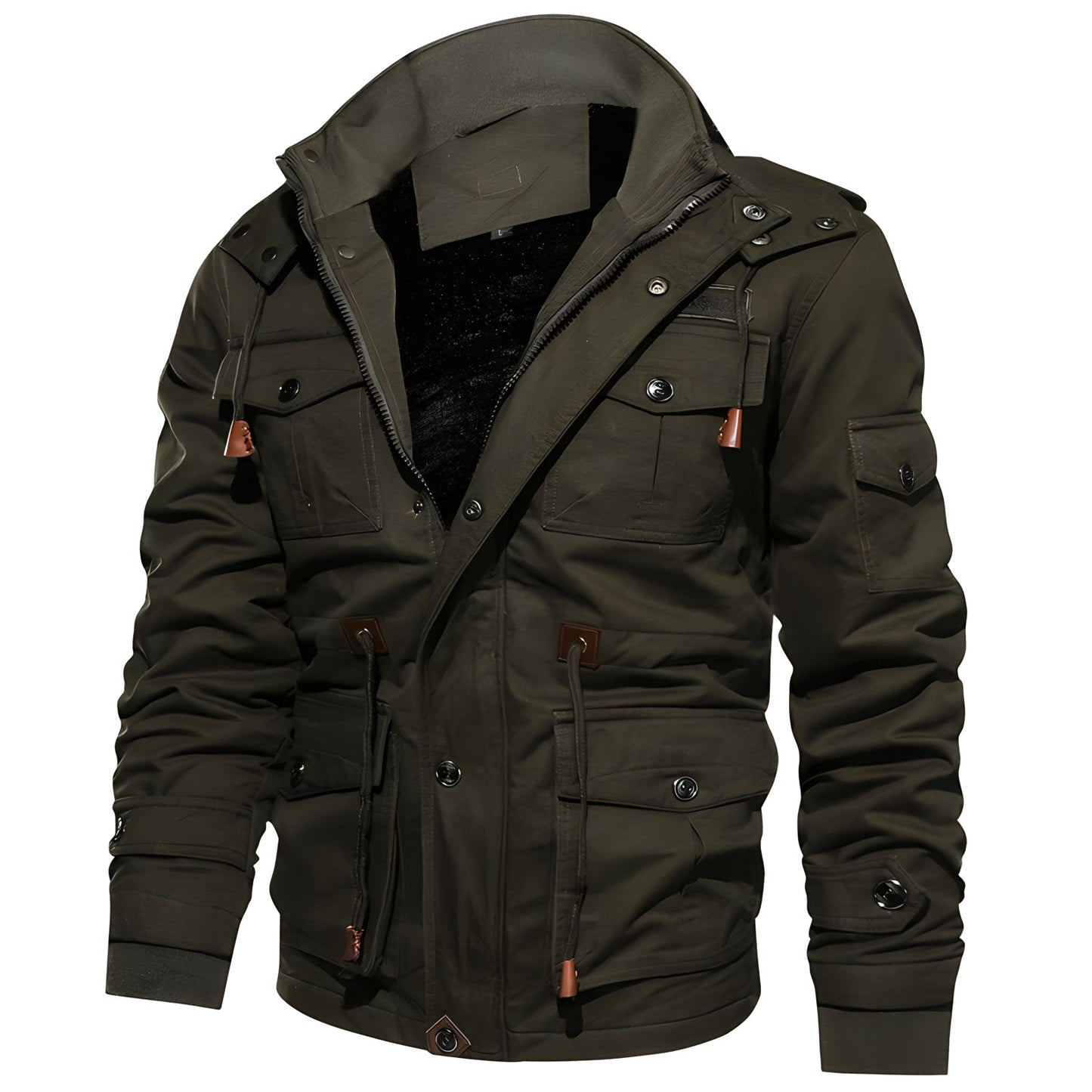 Herren Winterjacke Mit Knopf Und Reißverschluss Frontverschluss Stil