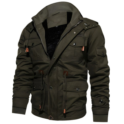 Herren Winterjacke Mit Knopf Und Reißverschluss Frontverschluss Stil