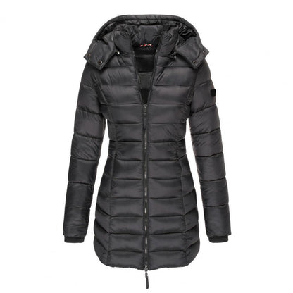 Lange Steppjacke mit Reißverschluss für Winter Damen