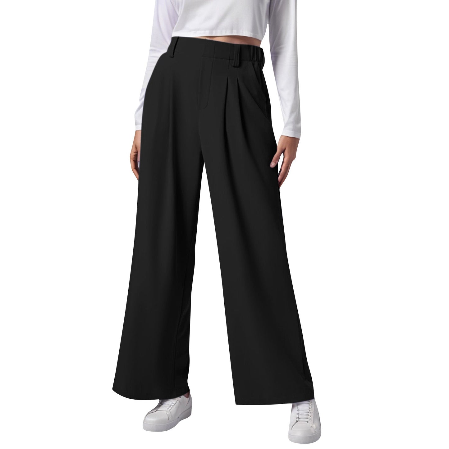 Women’s High Waist Wide Leg Trousers with Pleated Front and Tailored Fit