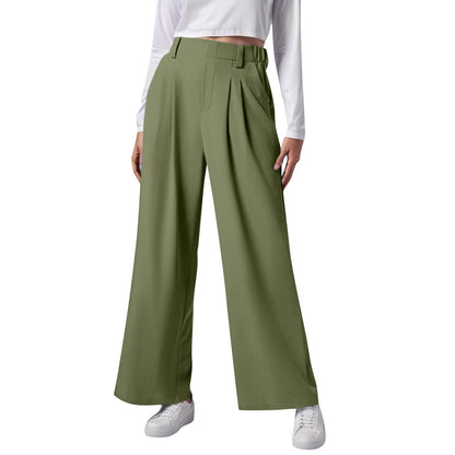Women’s High Waist Wide Leg Trousers with Pleated Front and Tailored Fit