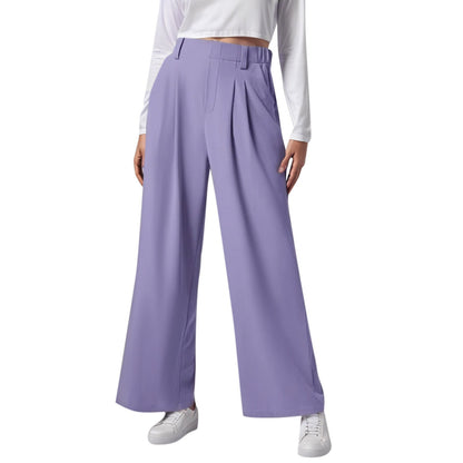 Women’s High Waist Wide Leg Trousers with Pleated Front and Tailored Fit