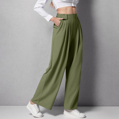 Women’s High Waist Wide Leg Trousers with Pleated Front and Tailored Fit