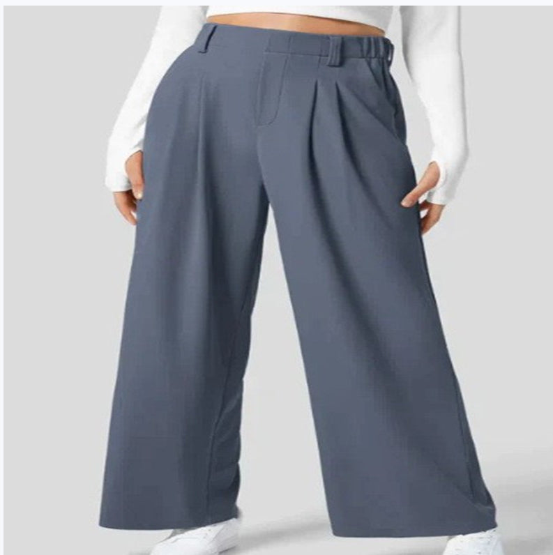 Women’s High Waist Wide Leg Trousers with Pleated Front and Tailored Fit