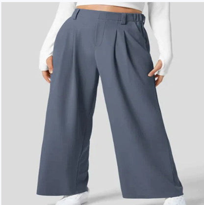 Women’s High Waist Wide Leg Trousers with Pleated Front and Tailored Fit