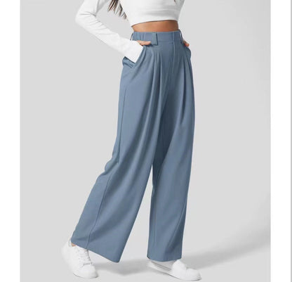 Women’s High Waist Wide Leg Trousers with Pleated Front and Tailored Fit