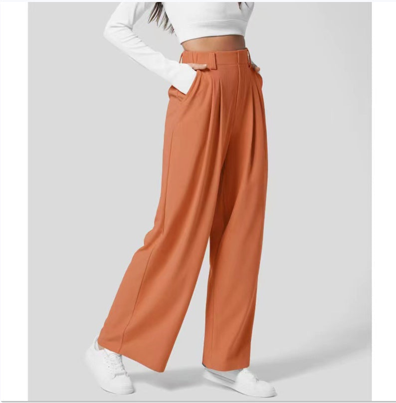 Women’s High Waist Wide Leg Trousers with Pleated Front and Tailored Fit