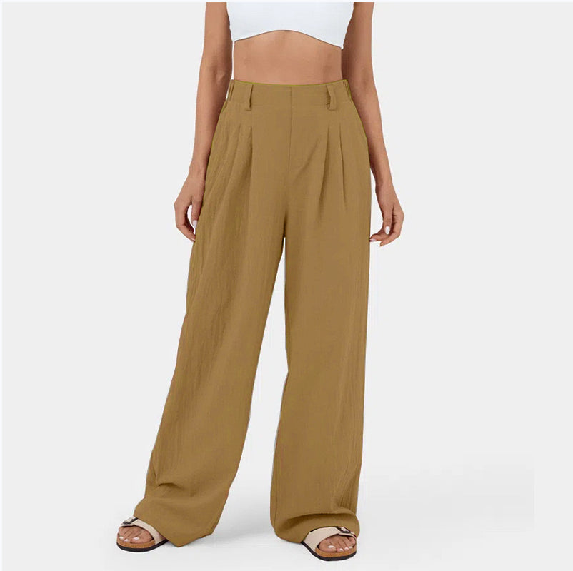 Women’s High Waist Wide Leg Trousers with Pleated Front and Tailored Fit