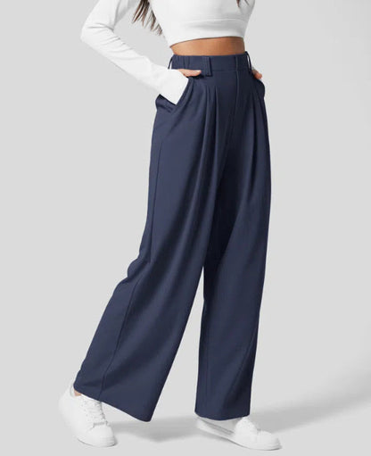 Women’s High Waist Wide Leg Trousers with Pleated Front and Tailored Fit