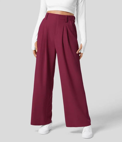 Women’s High Waist Wide Leg Trousers with Pleated Front and Tailored Fit